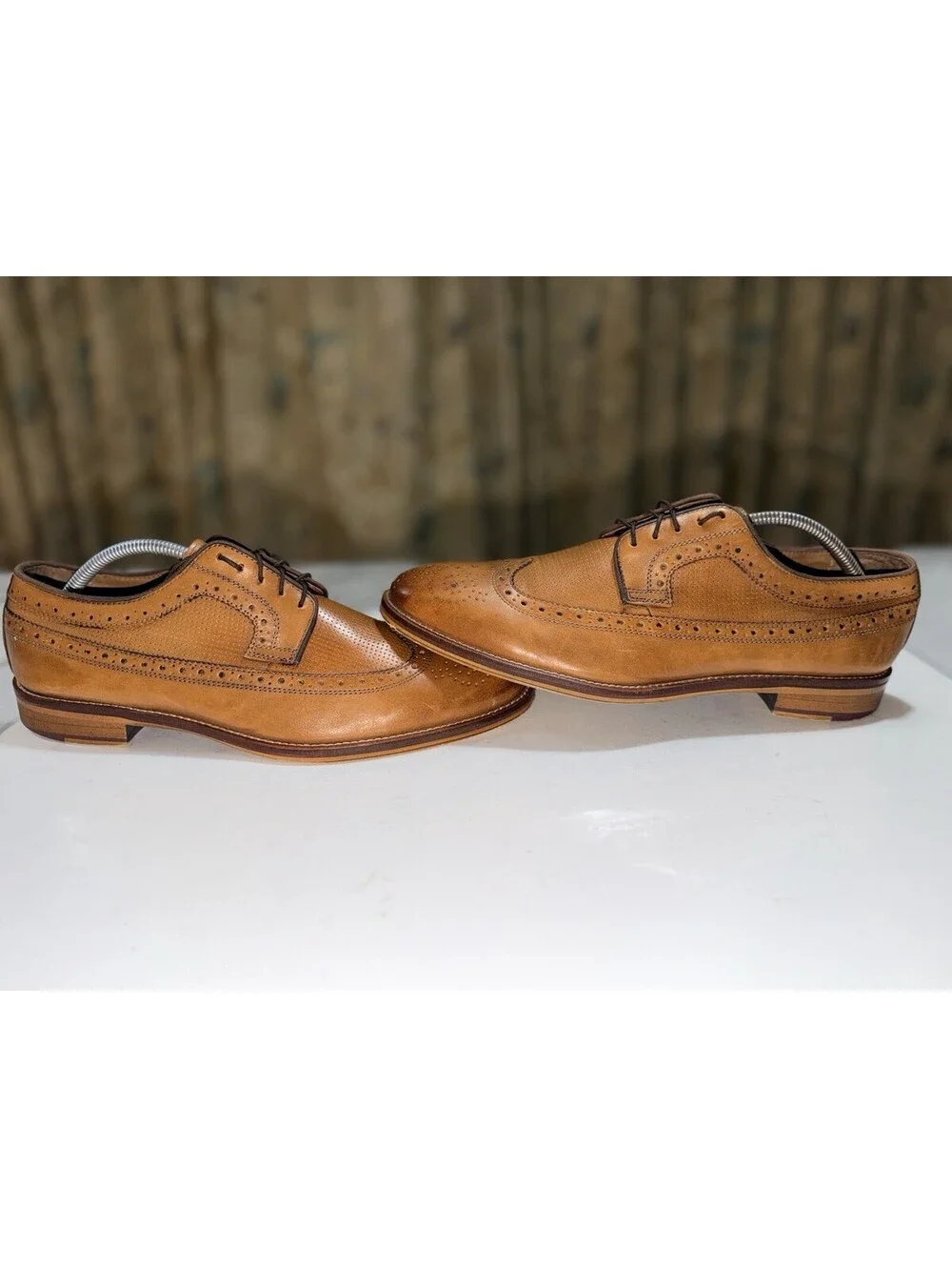Johnston & Murphy Shoes Mens Size 10.5 Brown Leather Wingtip Brogue Dress Oxford